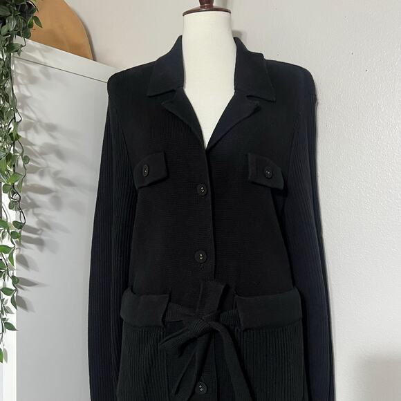 CAbi #6174 Women's Black Notched Lapel Collar Jackie Cardigan Sweater‎ Size L - Picture 9 of 12